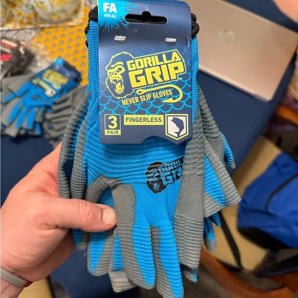 Other - Gorilla Grip Blue and Gray Fingerless Gloves